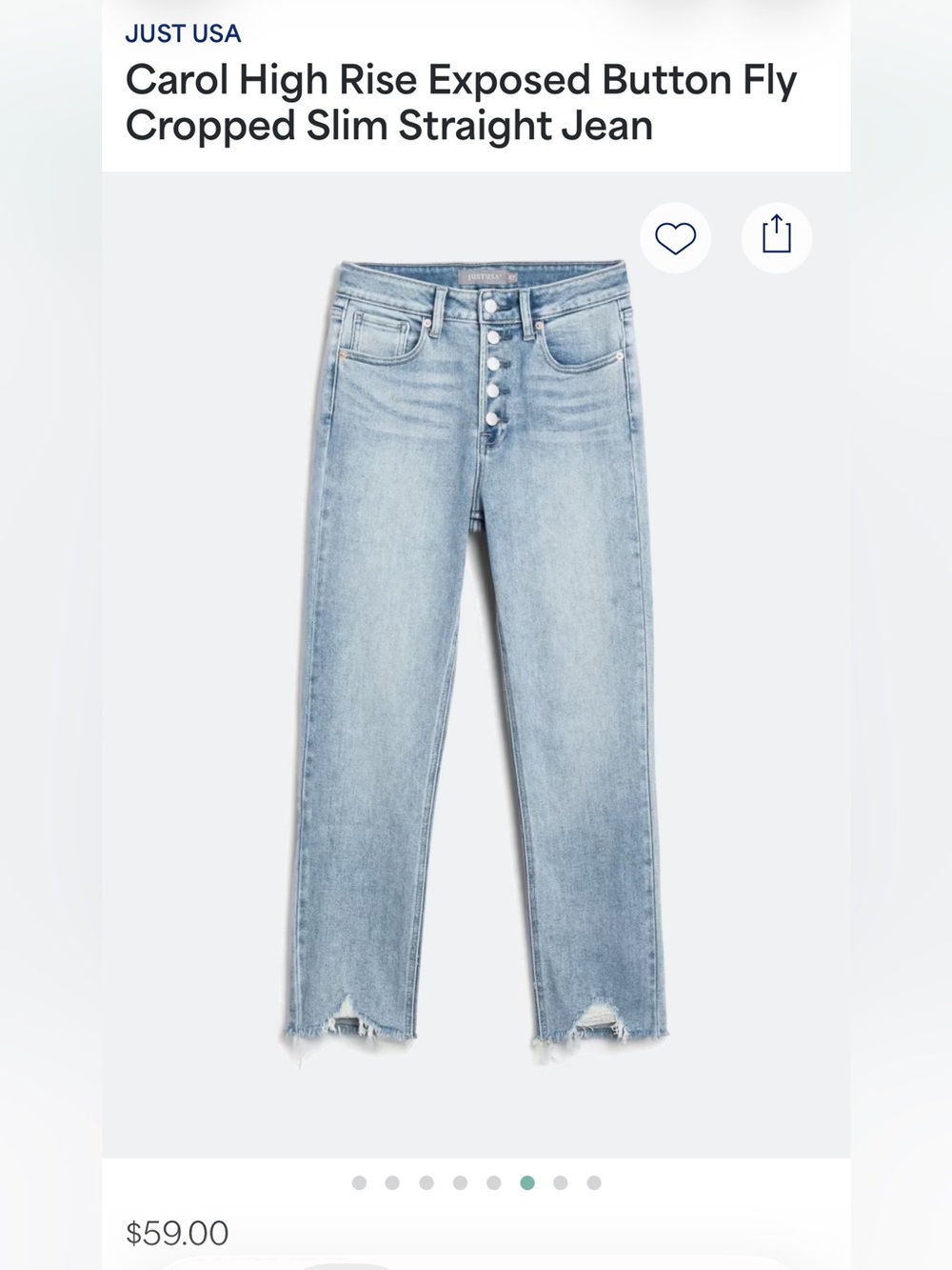 Just USA Cropped Slim Straight Jeans - Light Blue 31P